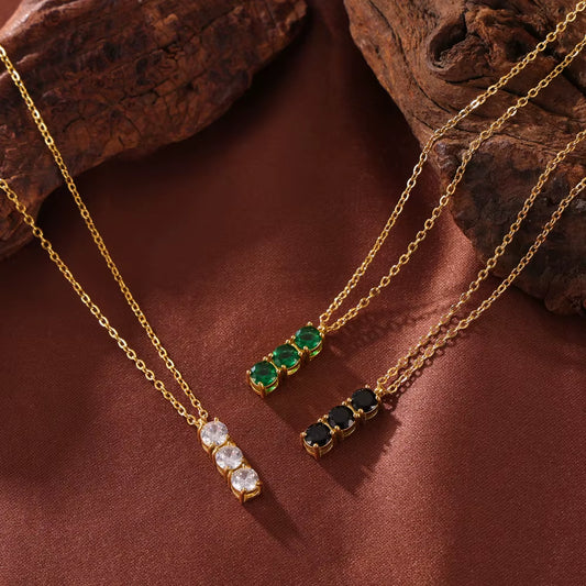 Stainless Steel Gold Plated Chain Necklace Women'S Luxury Green Black Zircon Square Pendant Aesthetic Necklace Wedding Jewelry