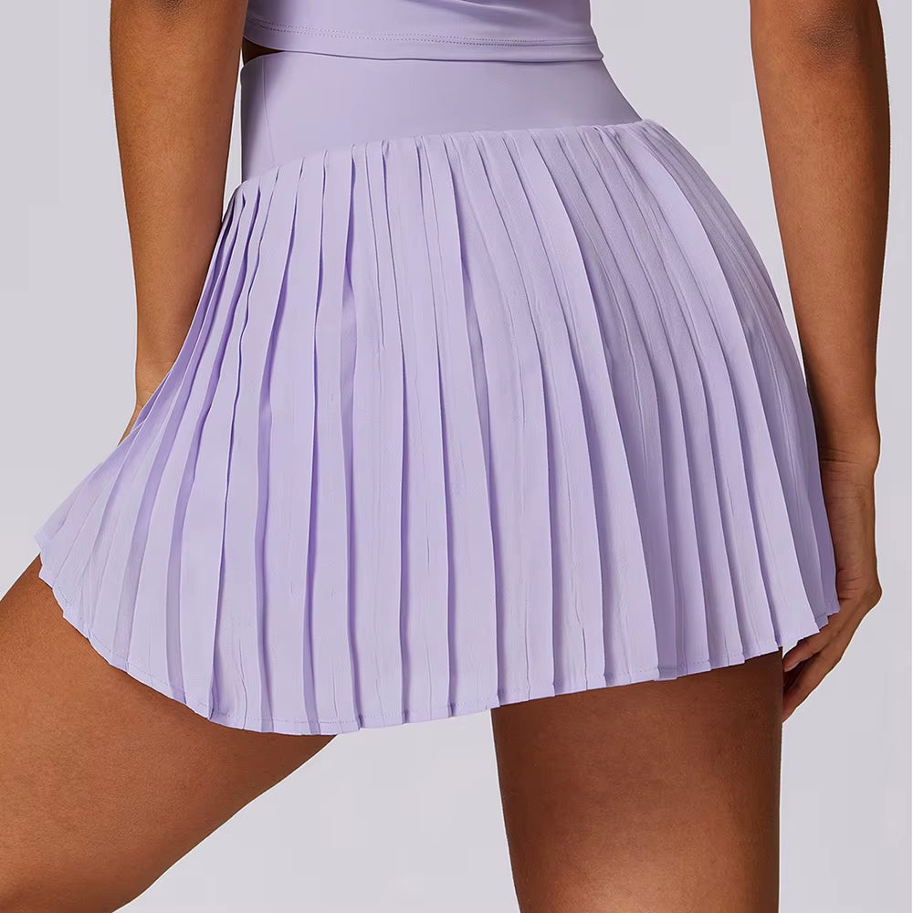 Yoga Pleated Pocket Skirts Breathable High Waist Skorts Golf Tennis Skirt for Women Runing Fitness Workout Gym Skirt Sportwear