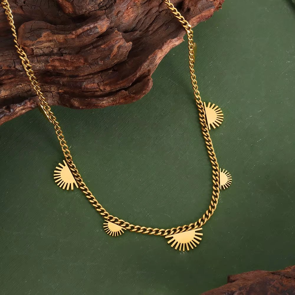 2023 Stainless Steel Women Necklace for Women Fashion Geometric Pendant Gold Plated Chain Elegant Jewelry Accessories