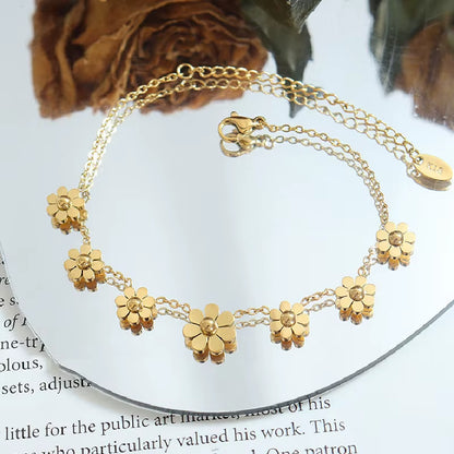 Fashion Jewelry Flower Daisy Bracelet Women'S Personality Gentle Accessories Girls' Stainless Steel Bracelet Fashion Products