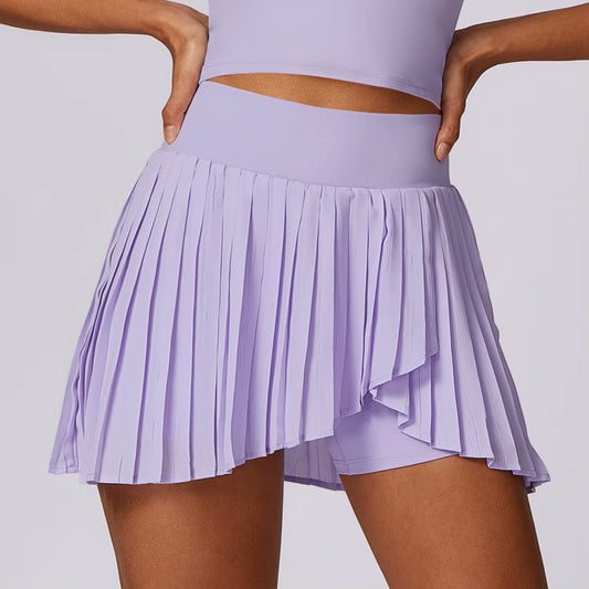 Yoga Pleated Pocket Skirts Breathable High Waist Skorts Golf Tennis Skirt for Women Runing Fitness Workout Gym Skirt Sportwear