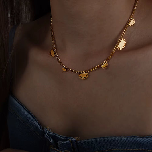 2023 Stainless Steel Women Necklace for Women Fashion Geometric Pendant Gold Plated Chain Elegant Jewelry Accessories