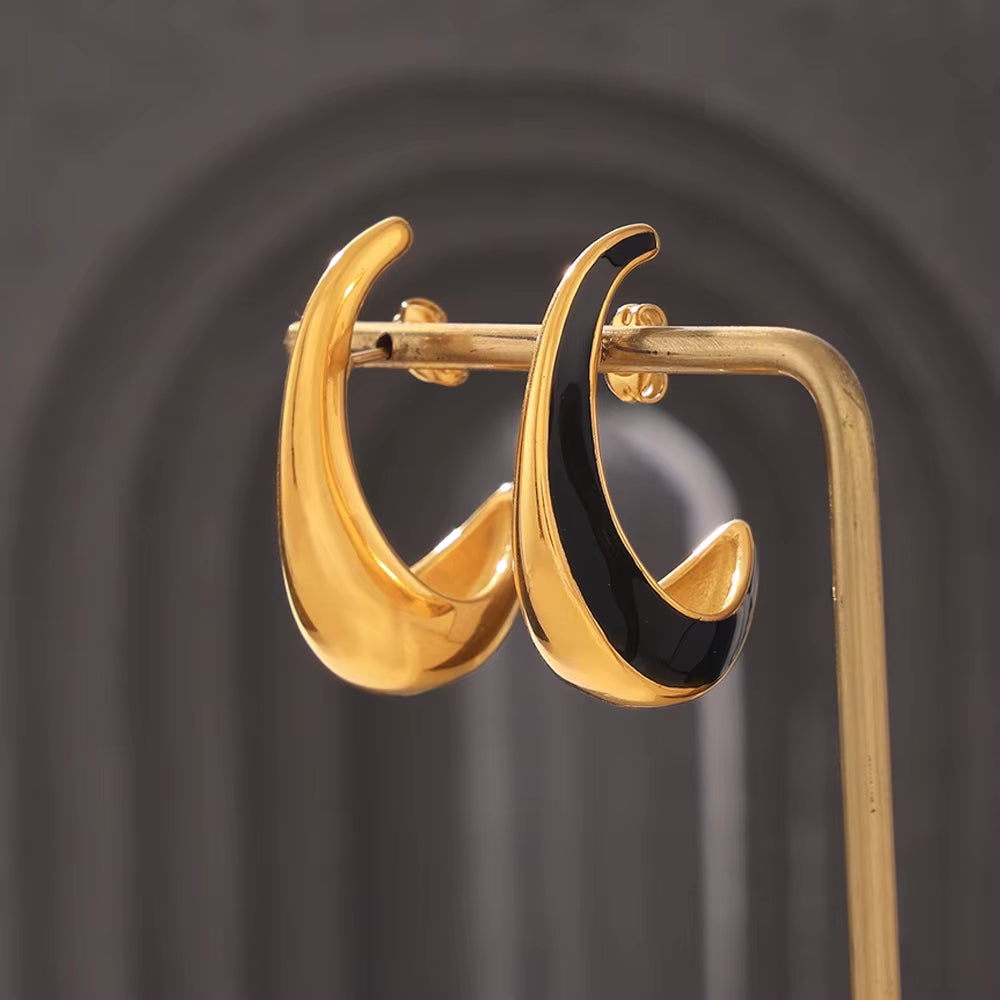 316 Stainless Steel Gold-Plated Ear Stud Colorful Enamel U-Shaped Earrings for Women Bohemian Summer Jewelry Accessories