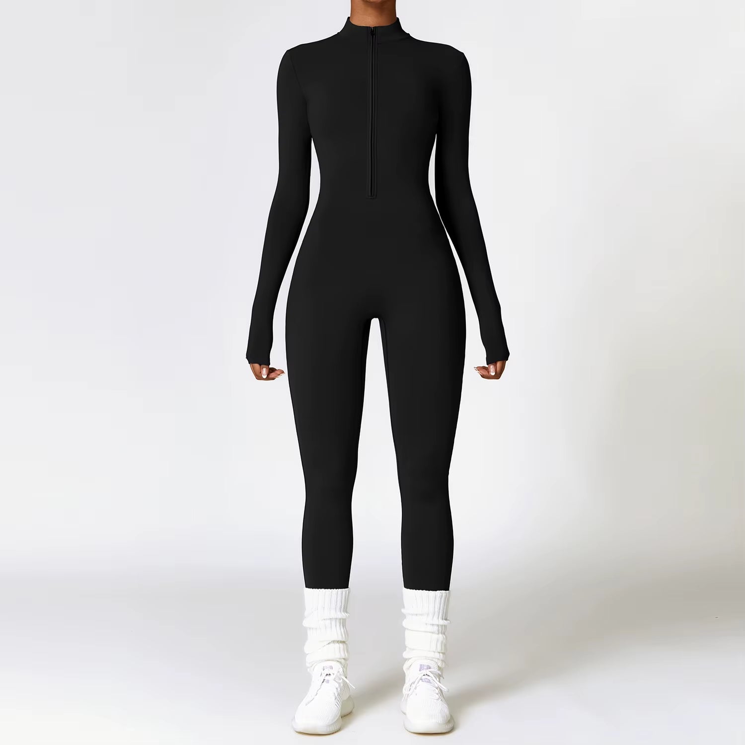 Women'S Long Sleeved One-Piece Sportswear Zipper Yoga Rompers Gym Jumpsuits Workout High-Intensity Skin-Tight Fitness Garment