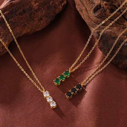Stainless Steel Gold Plated Chain Necklace Women'S Luxury Green Black Zircon Square Pendant Aesthetic Necklace Wedding Jewelry