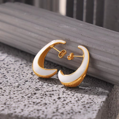 316 Stainless Steel Gold-Plated Ear Stud Colorful Enamel U-Shaped Earrings for Women Bohemian Summer Jewelry Accessories