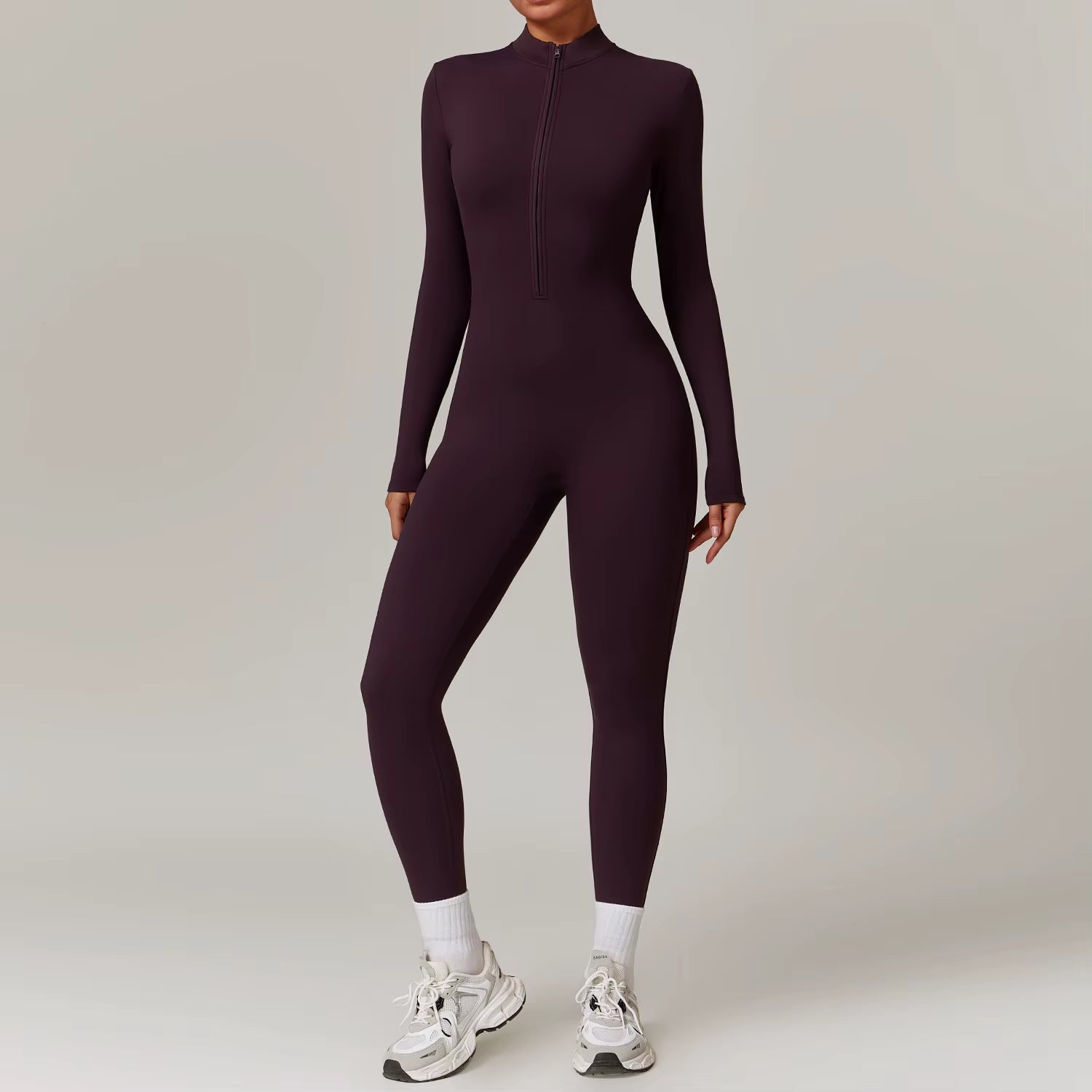 Women'S Long Sleeved One-Piece Sportswear Zipper Yoga Rompers Gym Jumpsuits Workout High-Intensity Skin-Tight Fitness Garment
